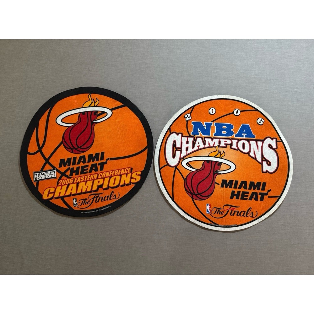 Vintage Miami Heat Finals Playoffs Felt Round 14" Diameter 2006 Lot Of 2 Bundle.